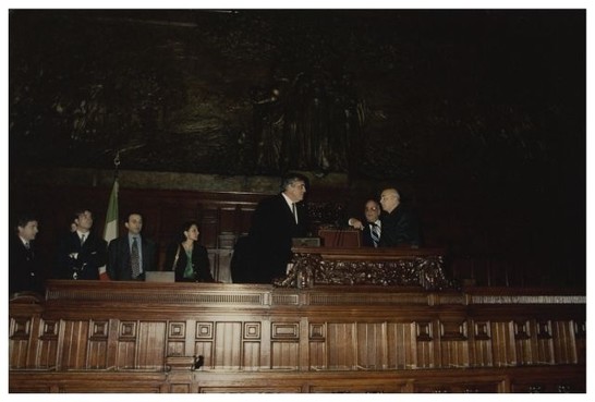 Visita alla Biblioteca della Camera e Aula Montecitorio del Presidente dell'Assemblea Nazionale francese Philippe Seguin