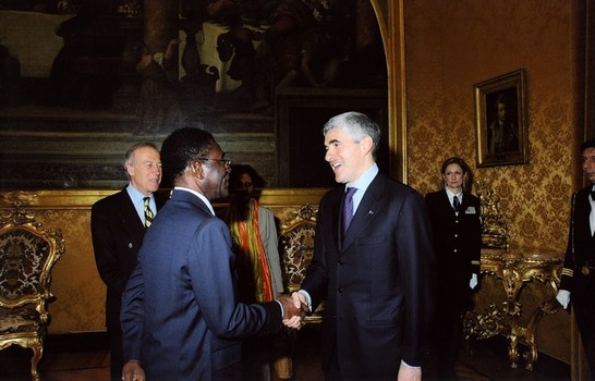 Il Presidente della Camera dei deputati, Pier Ferdinando Casini, riceve il Presidente della Repubblica della Guinea Equatoriale, Obiang Nguema Mbasogo