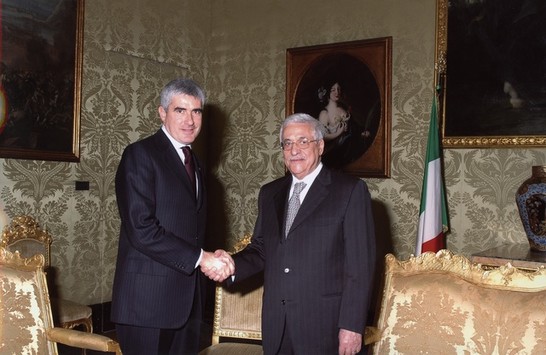 Il Presidente della Camera dei deputati, Pier Ferdinando Casini, riceve il Presidente dell'Autorità Palestinese, Abu Mazen