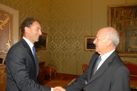 Il Presidente della Camera dei deputati, Fausto Bertinotti, riceve il Presidente della Consob, Michele Pezzinga