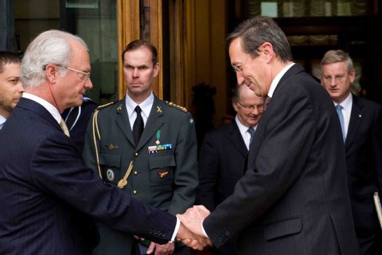 Il Presidente della Camera dei deputati, Gianfranco Fini, riceve il Re di Svezia, Carlo XVI Gustavo