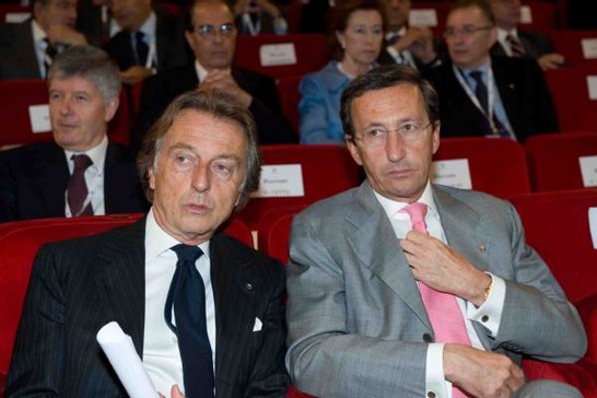 Il Presidente della Camera dei deputati, Gianfranco Fini,  insieme al Presidente della Ferrari, Luca Cordero di Montezemolo