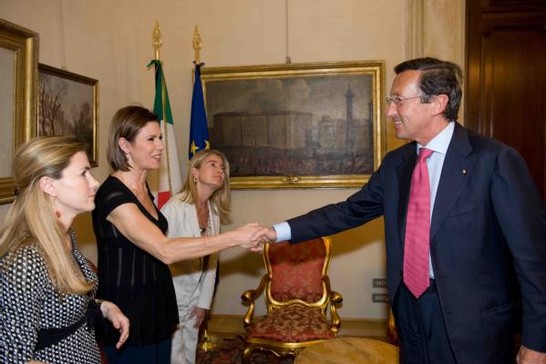 Il Presidente della Camera dei deputati, Gianfranco Fini, riceve Bianca Berlinguer