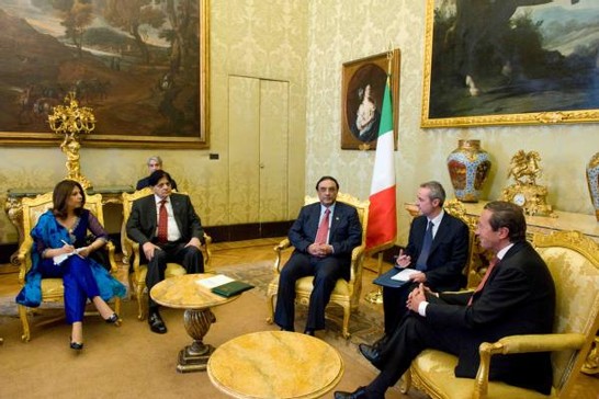 Palazzo Montecitorio - Il Presidente della Camera Gianfranco Fini incontra il Presidente della Repubblica islamica del Pakistan Asif Ali Zardari