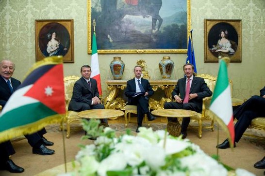 Palazzo Montecitorio - Il Presidente della Camera Gianfranco Fini incontra il Re Abdullah II Al Hussein di Giordania