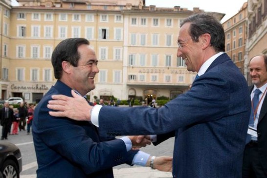Il Presidente della Camera dei deputati Gianfranco Fini riceve a Montecitorio il Presidente del Congresso dei Deputati spagnolo Josè Bono Martinez