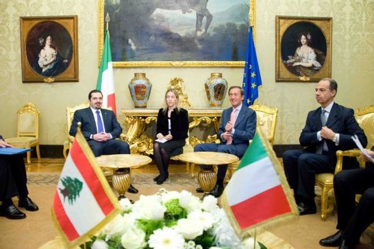 Il Presidente della Camera dei deputati Gianfranco Fini incontra il Primo Ministro del Libano Saad Hariri