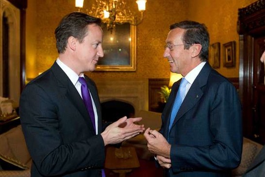 Londra - Il Presidente della Camera dei deputati Gianfranco Fini incontra il Primo Ministro del Regno Unito di Gran Bretagna David William Donald Cameron