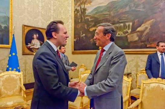 Il Presidente della Camera dei deputati Gianfranco Fini riceve il Ministro degli Affari esteri greco Dimitrios Droutsas