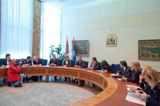 Il Presidente della Camera dei deputati Gianfranco Fini con il Primo Vice Ministro e Ministro dell'Interno serbo Ivica Dacic