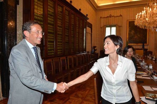 Il Presidente della Camera dei deputati Gianfranco Fini con Mara Carfagna