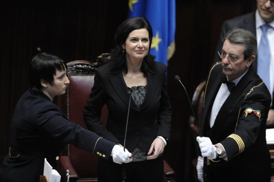 La neo eletta Presidente della Camera dei deputati, Laura Boldrini, pronuncia il suo discorso di insediamento