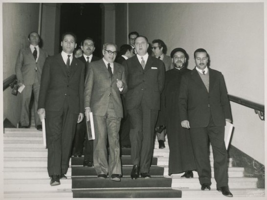Una delegazione parlamentare egiziana visita Montecitorio e viene ricevuta dal presidente della Camera dei Deputati Alessandro Pertini