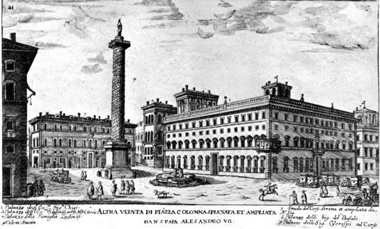 Altra Veduta di Piazza Colonna spianata et ampliata da N. S. Alesandro VII