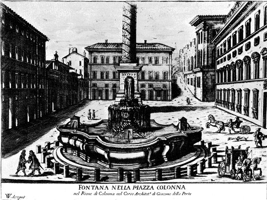 Fontana nella Piazza Colonna