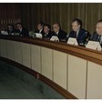 Il Presidente della Camera dei Deputati Giorgio Napolitano riceve il Presidente della Commissione europea Jacques Delors, presente all'incontro il Presidente del Consiglio Carlo Azeglio Ciampi : segue convegno