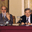 Il Presidente della Camera dei deputati, Luciano Violante ed il Presidente dell'Associazione Stampa parlamentare, Enzo Iacopino durante la cerimonia
