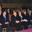 Il Presidente della Repubblica, Oscar Luigi Scalfaro, e le Alte Cariche dello Stato presenti in sala