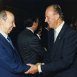 Il Re di Spagna, Juan Carlos I, e la Regina, Sofia di Grecia, salutano il Ministro degli Affari Esteri, Lamberto Dini