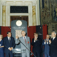 Inaugurazione della mostra 'Gela arcaica: are, divinità, tiranni' e foto di gruppo dei Presidenti dei parlamenti Europei davanti a Montecitorio