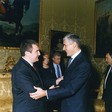 Il Presidente della Camera dei deputati, Pier Ferdinando Casini, saluta il Presidente del Consiglio dei Ministri della Repubblica di  Albania, Ilir Meta