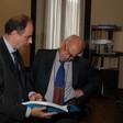 Il Presidente della Camera dei deputati, Fausto Bertinotti, visita vari uffici della Camera