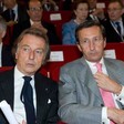 Il Presidente della Camera dei deputati, Gianfranco Fini,  insieme al Presidente della Ferrari, Luca Cordero di Montezemolo