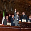Montecitorio, Aula - Il Presidente della Camera dei deputati Gianfranco Fini con il Presidente della Camera dei deputati del Cile Patricio Melero