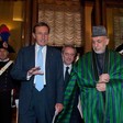 Montecitorio - Il Presidente della Camera dei deputati Gianfranco Fini con il Presidente della Repubblica dell'Afghanistan Hamid Karzai