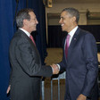 Washington Convention Center - Il Presidente della Camera dei deputati Gianfranco Fini con il Presidente degli Stati Uniti d'America Barack Obama
