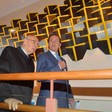 Il Presidente della Camera dei deputati, Gianfranco Fini, e il Presidente della Repubblica, Giorgio Napolitano, al loro arrivo nell'Auletta