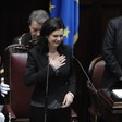 La Presidente della Camera dei deputati, Laura Boldrini, sul banco di presidenza durante la prima seduta dopo la sua elezione