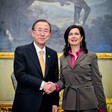 La Presidente della Camera dei deputati, Laura Boldrini, riceve il Segretario Generale delle Nazioni Unite, Ban Ki-moon