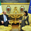 La Presidente della Camera dei deputati, Laura Boldrini, riceve il Presidente del Parlamento Europeo, Martin Schulz