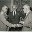 Il presidente della Camera dei Deputati Alessandro Pertini riceve l'ambasciatore americano John Volpe, l'ambasciatore tunisino Ahmed Ben Arfa e il generale Viglione