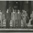 Il presidente della Camera dei deputati Pietro Ingrao riceve il presidente Mancini accompagnato da un gruppo di persone