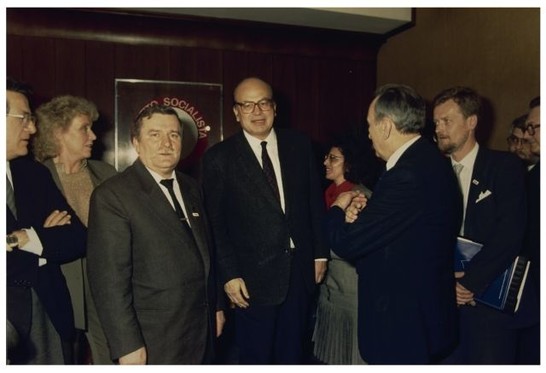 Incontro del leader polacco Lech Walesa con i Capigruppo dei partiti: DC Forlani; PCI Occhetto; PSI Craxi
