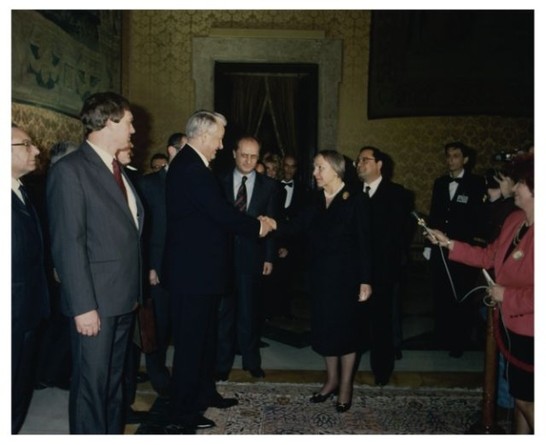 Incontro del Presidente Iotti con il Presidente della Repubblica russa Boris Eltsin