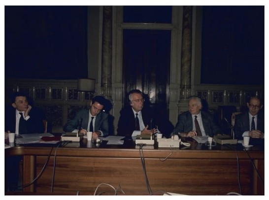 Conferenza del presidente dell'Assemblea U.E.O. on. Soell con il Pres. Foschi e delegazione