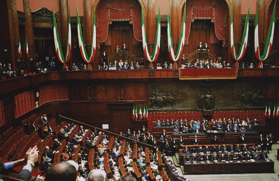 Veduta dell'Aula durante la riunione del Parlamento in seduta comune in occasione del 50° Anniversario della Repubblica