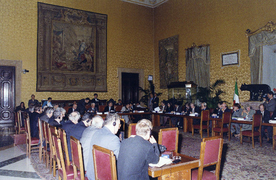Panoramica della Sala durante la riunione dei Presidenti delle Commissioni specializzate negli Affari Europei