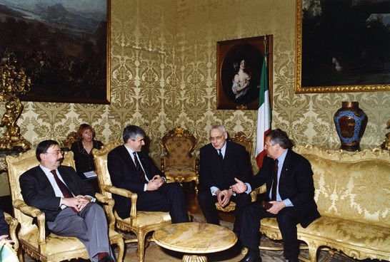 Il Presidente della Camera dei deputati, Pier Ferdinando Casini, a colloquio con il Presidente della Repubblica di Polonia, Aleksander Kwasniewski