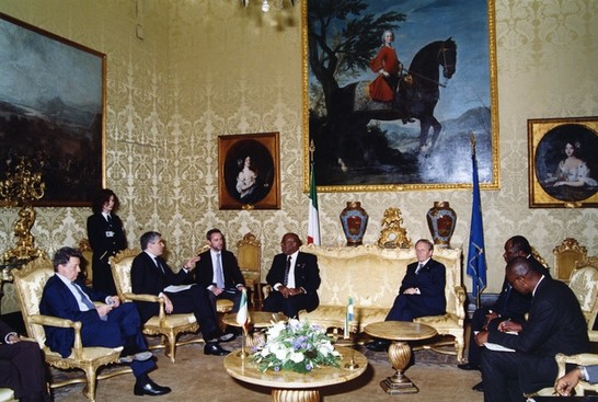 Il Presidente della Camera dei deputati, Pier Ferdinando Casini, a colloquio con il Presidente della Sierra Leone, Ahmad Tejan Kabbah