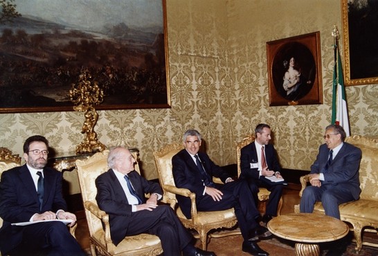 Il Presidente della Camera dei deputati, Pier Ferdinando Casini, a colloquio con l'inviato speciale del Segretario Generale dell'ONU per l'Iraq, Lakhdar Brahimi
