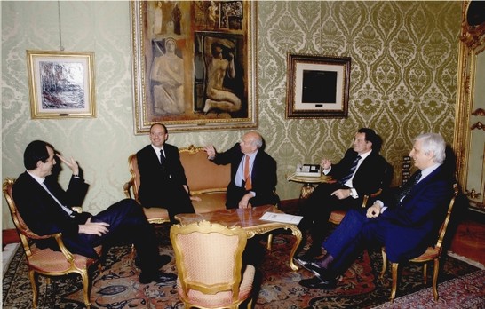 Il Presidente della Camera dei deputati, Fausto Bertinotti, riceve il Presidente del Consiglio dei ministri, Romano Prodi