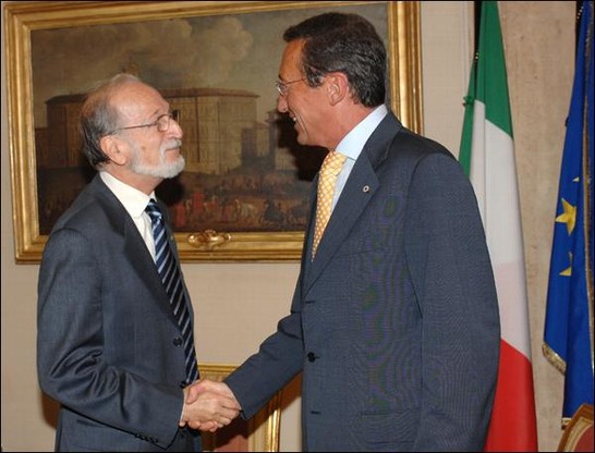 Palazzo Montecitorio - Il Presidente della Camera Gianfranco Fini incontra il Presidente della Corte Costituzionale, Franco Bile