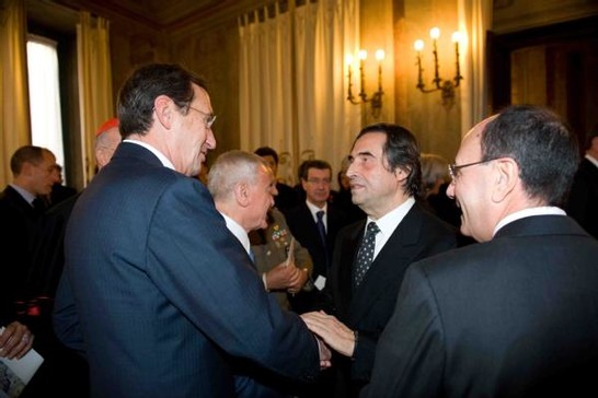Il Presidente della Camera dei deputati, Gianfranco Fini, con il Maestro Riccardo Muti