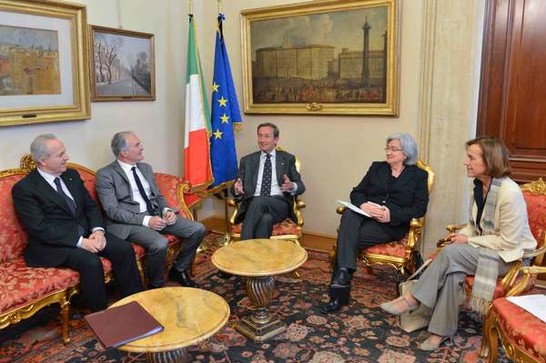 Il Presidente della Camera dei deputati Gianfranco Fini con Rosy Bindi Emilio Cremona e Elsa Fornero