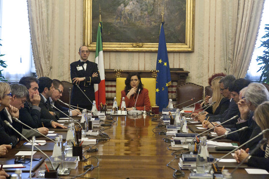 La Presidente della Camera, Laura Boldrini, riceve una delegazione della FIOM ed il Sindaco di Piombino, Gianni Anselmi
