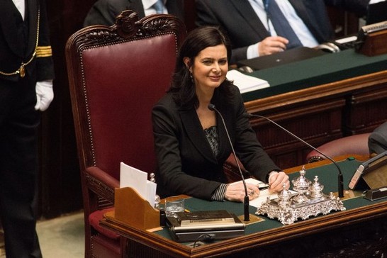 La Presidente della Camera dei deputati, Laura Boldrini, durante la Cerimonia di insediamento